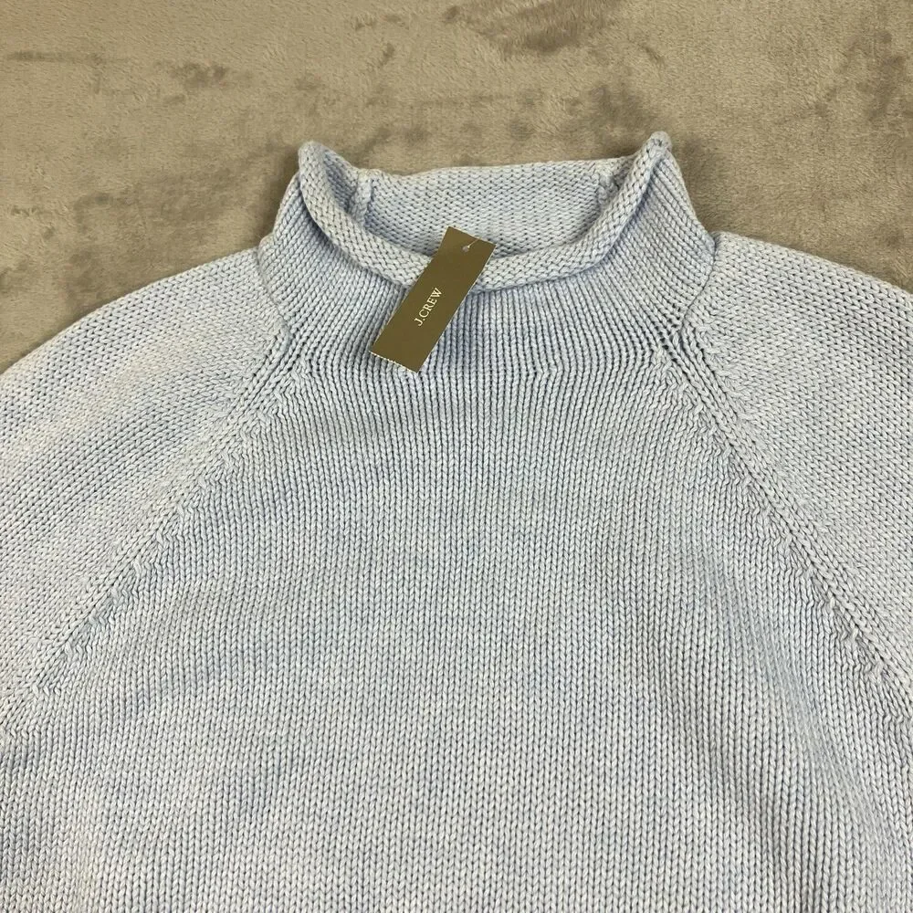J Crew 1988 Rollneck Sweater Womens M Blue Cotton Coastal Preppy Oarsman BW186